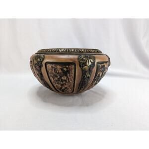 Antique Vintage Roseville Pottery Brown Florentine Hanging Basket No‎ Chains